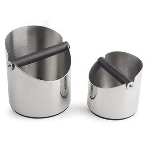 Round stainless steel coffee accessories grind container espresso coffee knock box for sale