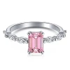 S925 Womens Silver Ring 5A Zircon Crystal Square Diamond Wedding Rings Fashion Jewelry