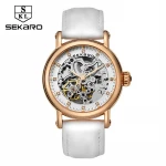 SEKARO Luxury Ladies Watches Design Women's Skeleton Dial Seagull Movement Mechanical Watch