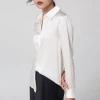 Silk shirt women 2021  models heavy stretch satin square neck long sleeve shirt mulberry silk niche casual shirt