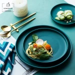 Simple Colorful North European Style Ceramic Dishes  Plates Steak Dessert Cake On-glazed Round Dish Charger Serving Plate