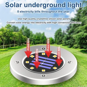 Solar Path Lights Dusk-to-Dawn Warm White Easy in Ground Install Solar Powered 8 LED Landscape Lighting