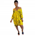 Solid Custom Letter Printed Turn Down Collar Shirt Dresses Women Casual Summer T Shirt Dress Women