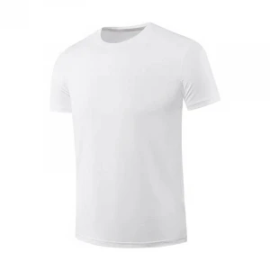 Spot custom pure white short-sleeved round neck t-shirt men custom-made advertising casual cultural shirts can print logo