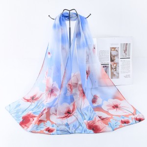 Spring and autumn women&#x27;s long chiffon scarf gauze beach towel dual-use long shawl silk scarf