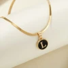 Stainless Steel 18K Gold Letters Necklace A-Z Pendant Snake Chain Choker Chain Women Men Jewelry Gift