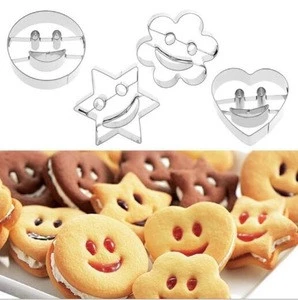 Stainless steel baking tools smiley set biscuit cut mold cake taro potato cake printing stamp