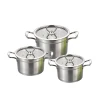 Stainless Steel Single/Double Bottom Steel-handle Soup Pot Multi-function Pot With Glass Lid
