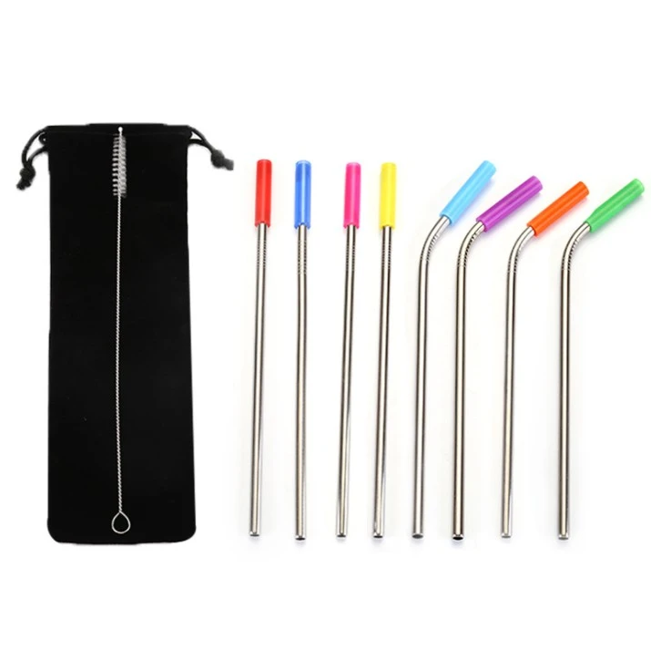 Stainless steel straws reusable straight and bent metal drinking straws