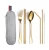 Import stainless steel Tableware knife fork spoon set metal straws flatware Portable travel cutlery set with case from China