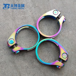 Standard adjustable ID 31.8mm/34 mountain bike seat clamp and titanium rainbow seat tube clamp with quick release