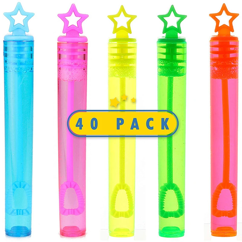 Star Bubble Wands Assortment Neon Party Favors, Summer Gifts Bubbles Water Fun Toys