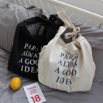 Stock Long Shoulder Belt Canvas Cotton Shopping Tote Bag
