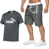 Summer mens 2-piece loose T-shirt shorts suit plus size drawstring custom men shorts