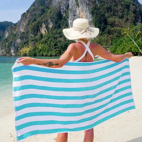 Super Absorbent High Quality Golf Cotton Fabric Plain dyed beach towel with customization logo