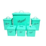 T001 Set Of 6 pcs square Iron Flour/Bread/Pasta Bin Food Storage Metal Bin With Lid