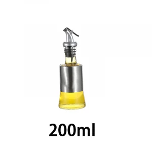 T129 Oil and Vinegar Cruet Dispenser Wine Pourers with Drip-free Spouts Stainless Steel Oil Dispenser Soy Sauce Seasoning Bottle
