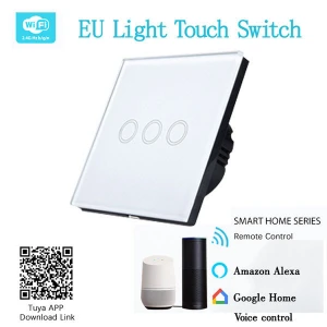 Tempered Glass Panel touch switch 1/2/3 Gang multi way by rf 433 wireless remote control wifi Smart Touch Switch