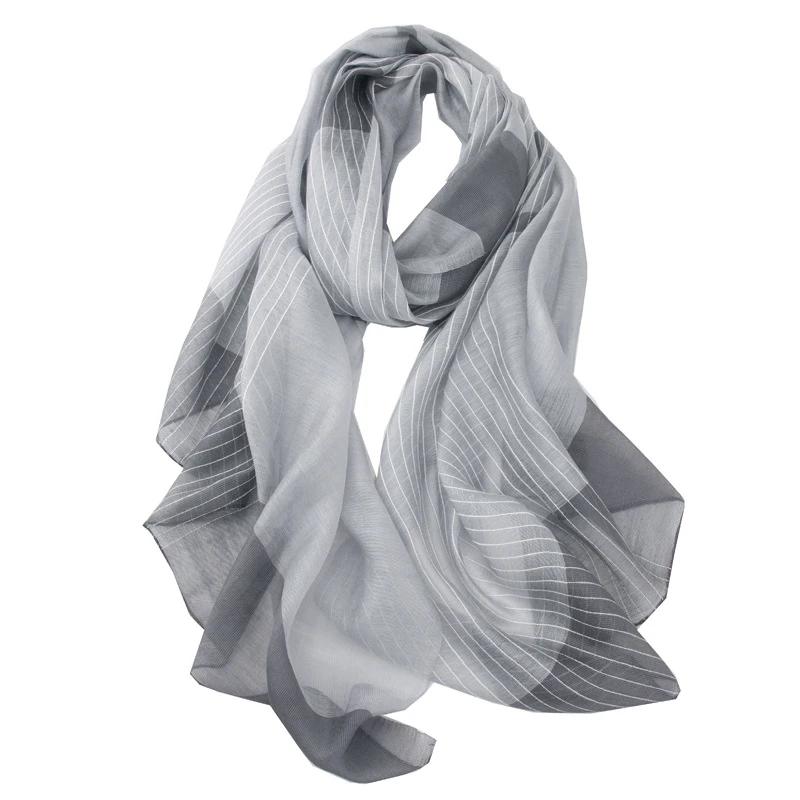 The new vertical striped checked silk scarf can go with silk wool shawl