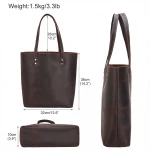TIDING Lady Custom Logo Made Genuine Real Leather Shoulder Handbag Bag Luxury Crazy Horse Leather Woman Tote Bag