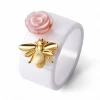 Top quality 925 sterling silver popular bee shape ceramic ring jewelry