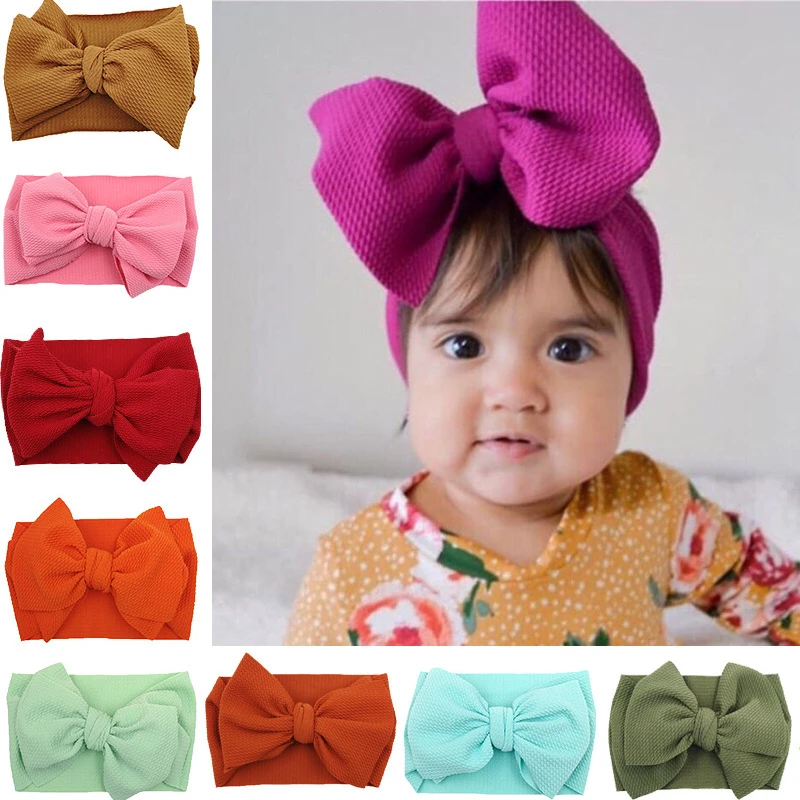 TOPSTHINK Kids bow plain solid color plush girls birthday wide hairbands for girls hair accessories