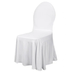 Townzi 100% Polyester Jacquard Style ruffled  white cheap spandex chair cover