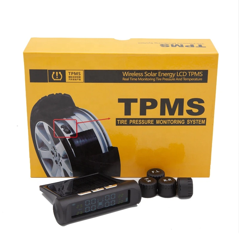 Trade Assurance 2020 DIY TPMS Solar Power Tire Pressure Monitoring System Tire Pressure Gauge External Sensors Easy Install