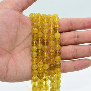 Trade Insurance 6mm/8mm/10mm High Grade Natural Gold Rutilated Quartz Loose Beads