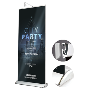Trade show teardrop base promo aluminum material roll up banner stand