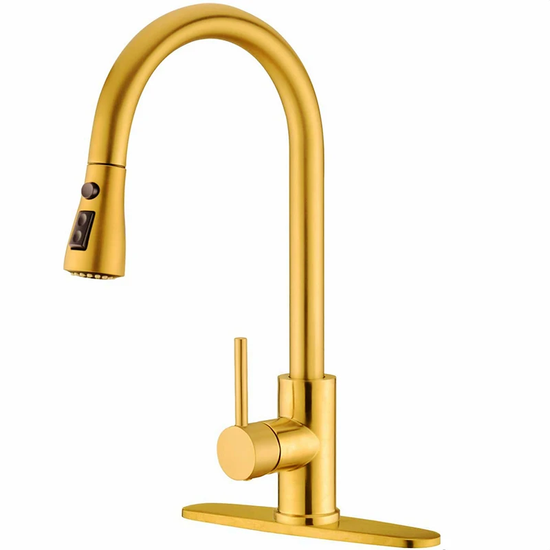 Traditinal Brass body kitchen faucet tap sprayer termostatic gold matte black sink