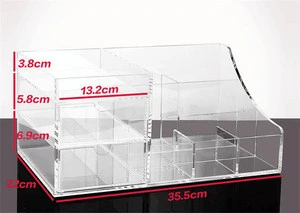 Transparent acrylic desk organizer stationery storage holder