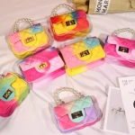 Transparent Colorful Round Handbag Slippers Ladies Female Round Ball Purse And Matching Shoes Fur Sliders Sandals