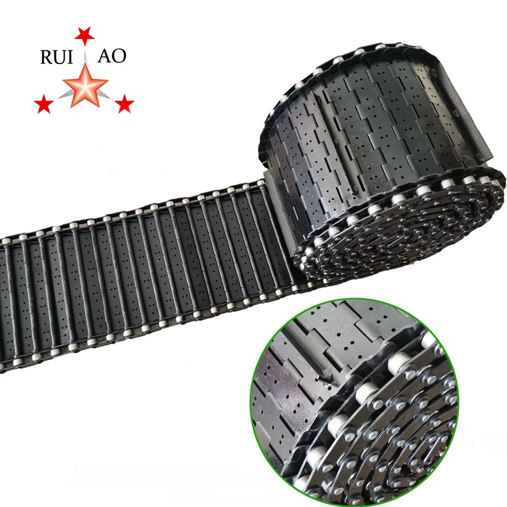 Transport waste Steel plate balanced roller chain link rod stainless steel conveyor belt chip conveyor