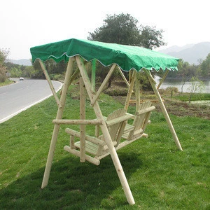 Two Seater Patio Wooden Garden Swing With Canopy