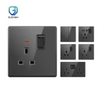 UK EU Ultra-Thin Tempered Glass Wall Switch OEM ODM 13A USB Wall Sockets for Hotels Living Room wall switches glass panel