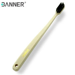 Ultra Soft Black Charcoal Bristles,Environmental Biodegradable Wheat Straw Toothbrush,with travel toothbrush case