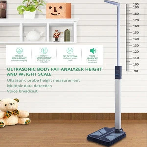 Ultrasonic height and weight measuring stand with weighing scale for kids and adult