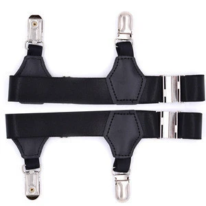 Unisex Premium 2-Pack Double Sturdy Clip Adjustable Mens Sock Holders Elastic Garter Belt For Neat