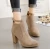 Import UP-0030J Women shoes 2017 winter high heel suede ankle boots from China