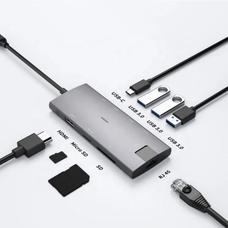 USB Hub 3.1 8  in 1 Multi USB Type-C VGA Adapter RJ45 Lan Ethernet TF SD Reader USB-C 3.0 Type c For Macbook Pro