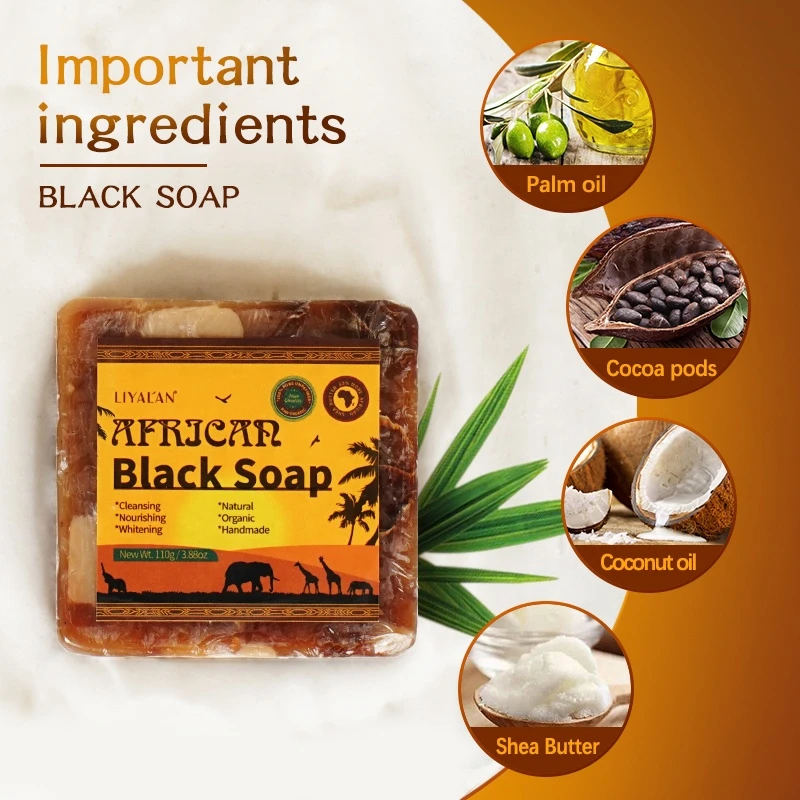 Vegan Natural Handmade Toilet Soap Organic Whitening African Black Soap For Black Skin