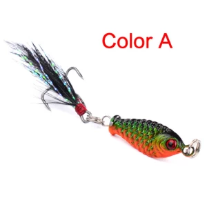 WeiHe 2.5cm 5g Mini Metal Fishing Jig Lure 3D Eyes Artificial Bait With Feather Hook Crankbait Lead Jigs Fishing Lur