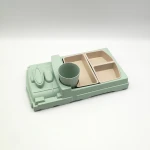 Wheat Straw Tableware Set Biodegradable Elegant Wheat Straw Plates With Bamboo Fiber Cup