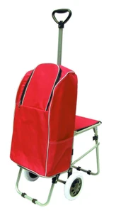 wheeled folding trolley bags shopping cart with stool