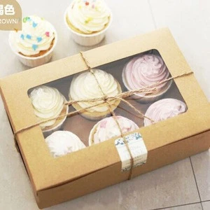 White Kraft paper 2 grids 4 grids 6 grids muffin cupcake box, cup cake biscuit packaging dessert box