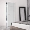 White Paint Flush Wood Door Wooden Panel Modren Design Interior Flush Door With V Groove