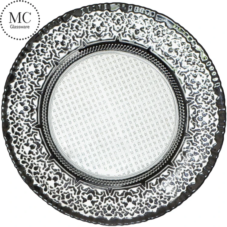 white round fancy glass wholesale charger plates