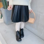 Wholesale 2020 Autumn black leather skirts for kids girls
