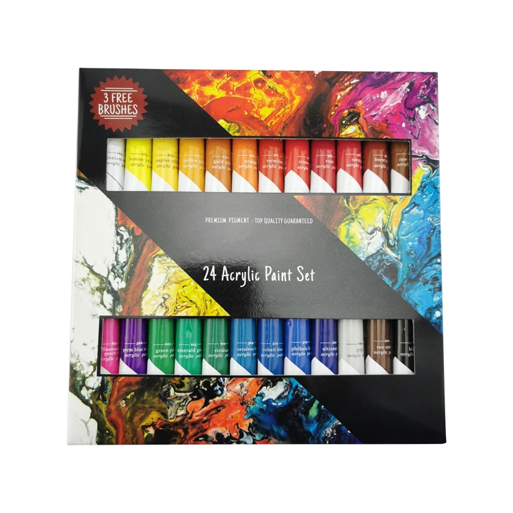 Wholesale 24 color acrylic color 12ML aluminum tube set DIY wall painting shoe painting